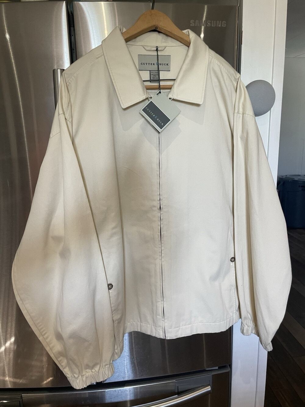 Cutter & Buck Mens Beige Zip Up Jacket XXL Cotton Light Grandpa Coastal Beach